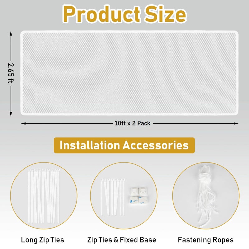 Gudui 20ft Indoor Outdoor Baby Safety Stair Railing Net Baby Proofing Stair Balcony Banister Rail Guard Child Safety Stair Protection Safe Rail, White(10ft x 2Pack) - Image 2